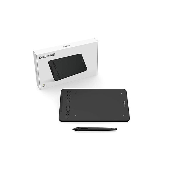 XP-PEN Deco Mini 7 Graphics Tablet 17.78 cm x 11.09 cm (7 x 4.37 inches) Pen Tablet with 8192 Levels Pressure Sensitivity Battery-Free Stylus, 6 Customizable Shortcut Keys & Android Support, Black