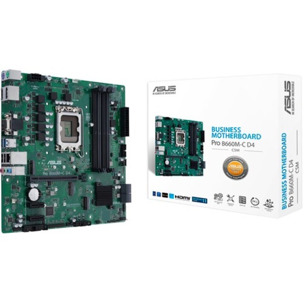 ASUS Pro B660M-C D4-CSM Micro-ATX Motherboard Supports Intel 12th, 13th & 14th Gen Processors