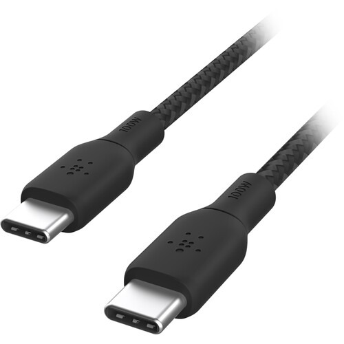 Belkin USB-C to USB-C Braided 6.6 feet (2 meters) 100W PD, Fast Charge and Sync Type C Cable for iPhone 15 Series, Macbook, USB-C Laptops, other USB-C Devices, USB-IF certified – Black