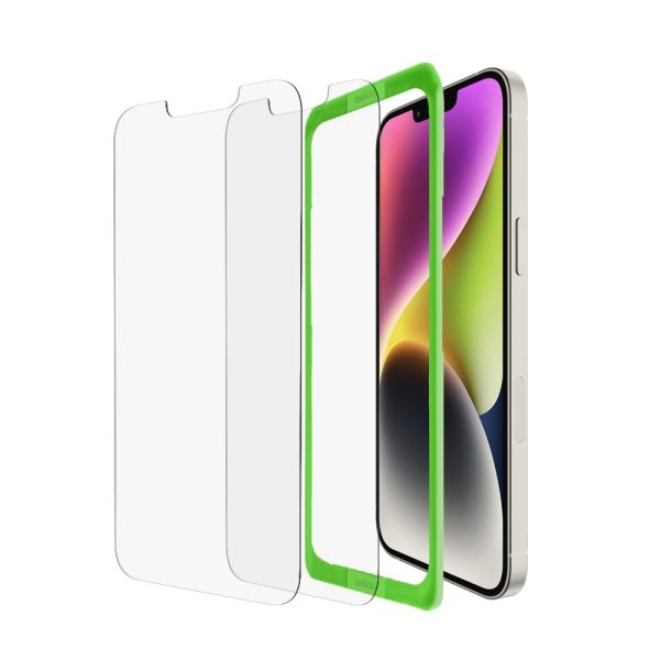 Belkin Tempered Glass Screen Protector Guard for iPhone 14 plus/13 Pro Max with Easy Installation Frame - 2 Pack