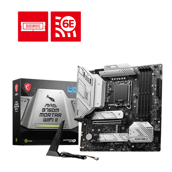 MSI MAG B760M Mortar Wifi II Intel Motherboard Supports Intel 12th , 13th & 14th Gen Processors
