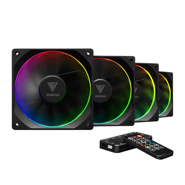 Gamdias Aeolus M3-1204R - 120mm PWM ARGB Cabinet Fan (Four Pack)