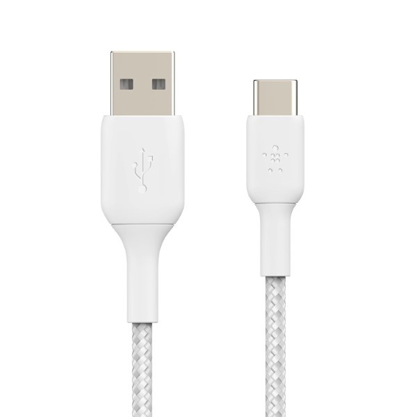 Belkin Boost Charge Type C To Usb-A 2.0 Tough Unbreakable Braided Nylon Cable 3.3 Feet (1 Meter) White