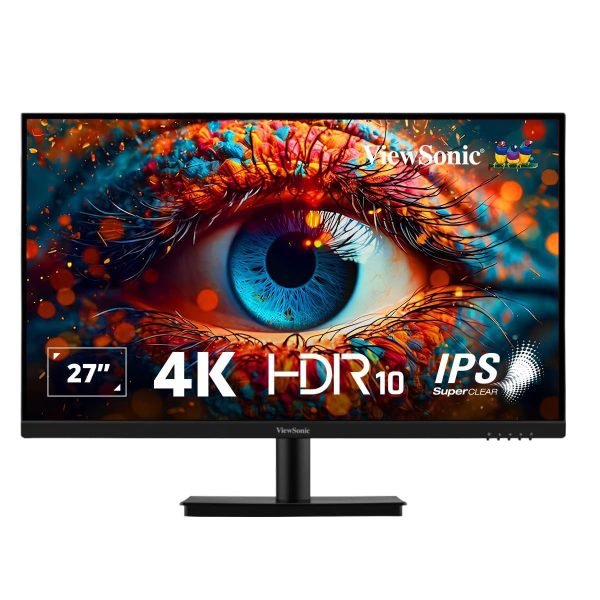 ViewSonic 27 Inch IPS 4K Ultra HD 3840 x 2160 Pixels Monitor HDR10, FreeSync, 10-bit Color Depth, 3-Side Bezel Less,104% sRGB,Tilt, Eye ProTech for Comfort Viewing, 2 x HDMI, Display Port- VA2762-4K