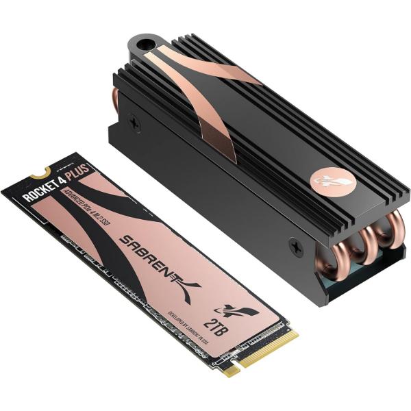 Sabrent 2TB Rocket 4 Plus PCIe 4.0 SSD with heatsink