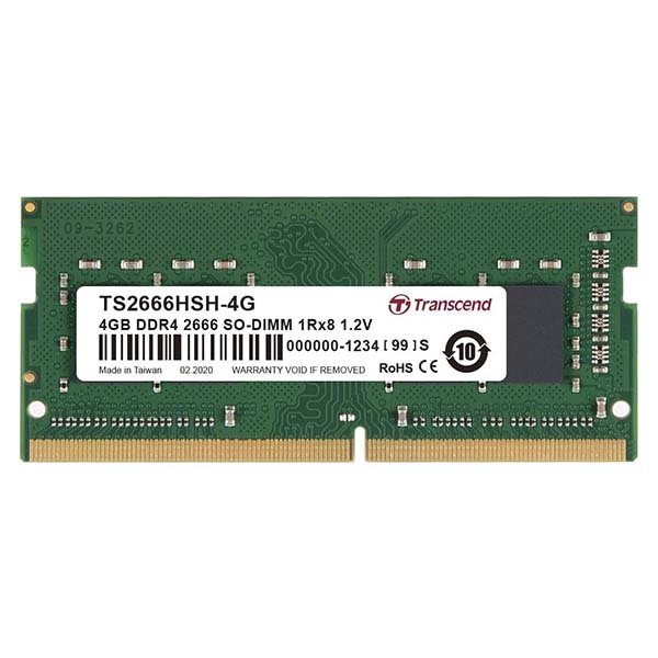 Transcend 8GB (1 X 8GB) DDR4 2666MHz SO-DIMM 1Rx8 1Gx8 CL19 1.2V Laptop RAM