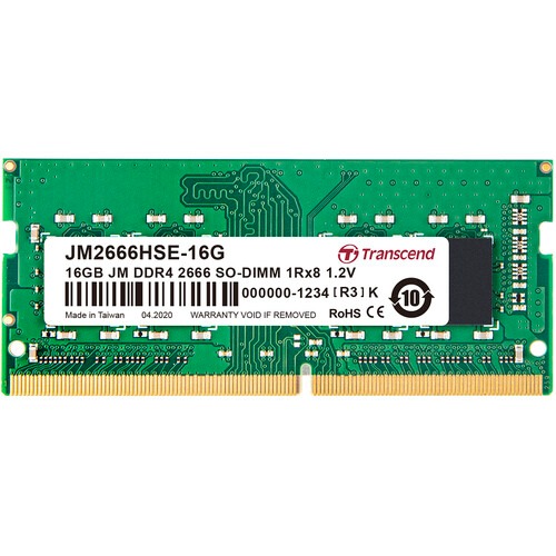 Transcend 16GB (1 X 16GB) JetRam DDR4 2666 MHz CL19 1Rx8 SO-DIMM Laptop RAM