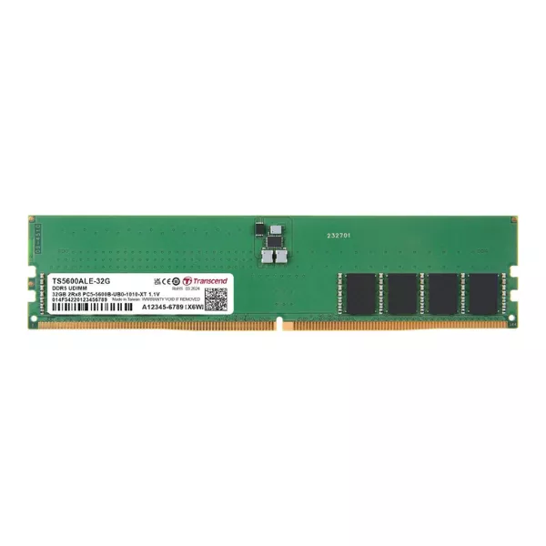 Transcend 32GB (1 X 32GB) DDR5 5600MHz U-DIMM CL46 1.1V RAM