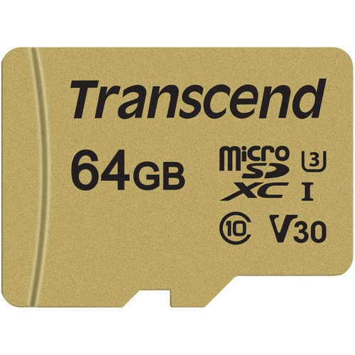 Transcend 64GB 500S UHS-I microSDXC Memory Card with SD Adapter