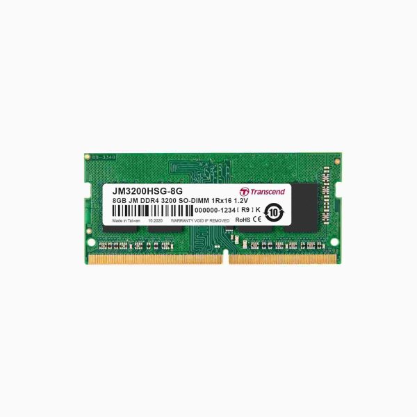 Transcend 8GB (1 X 8GB) JetRam DDR4 3200MHz CL22 SO-DIMM 1Rx16 Laptop RAM
