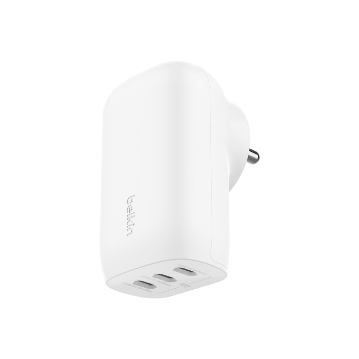Belkin 67W (25W + 20W + 20W) 3-Port USB-C (Type C) Wall Charger/Adapter, Fast Charging for iPhone 15, 14, 13, 12, iPad & Other USB-C suported Devices - White