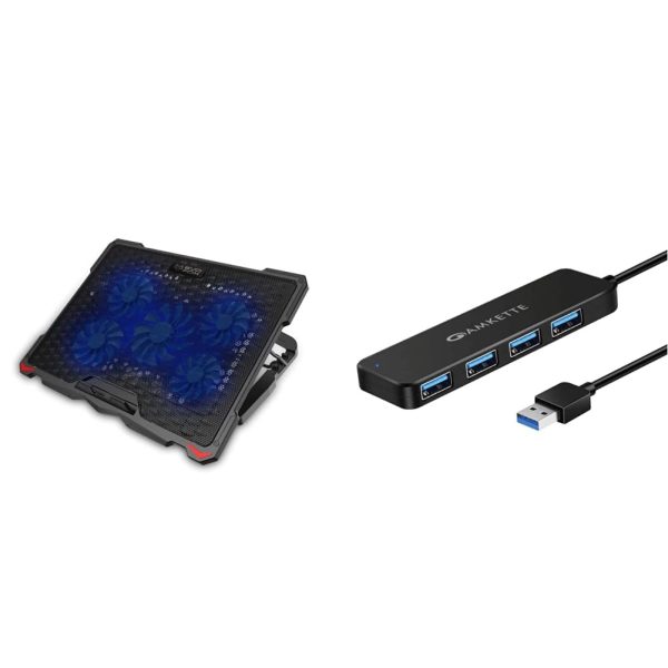 Amkette EvoFox Typhoon Five Fan Cooling Pad for Laptop (Black)