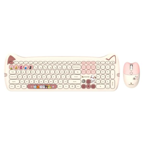COCONUT Poppy Retro Wireless Combo, Milk Tea
