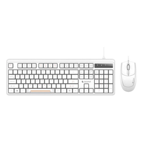Coconut K28 Velvet Wired Keyboard Mouse Combo (White)