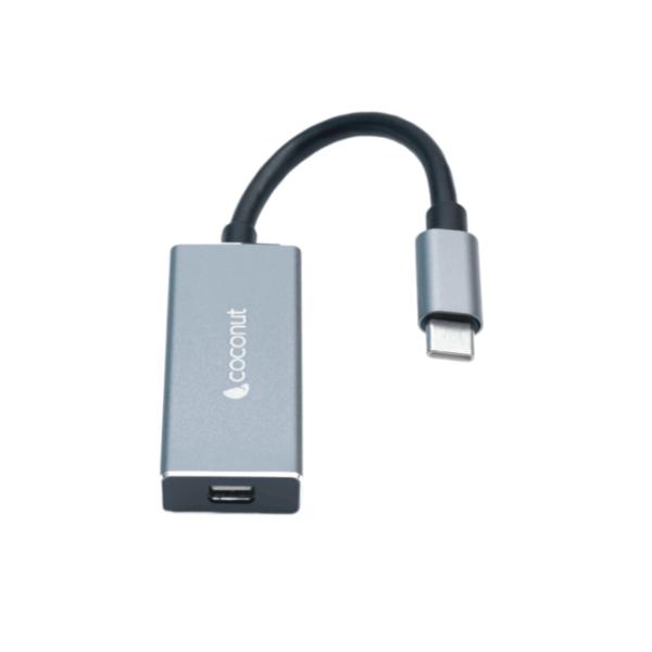 Coconut Type C to Mini DisplayPort Converter Strong Metal Enclosure, High Quality Chipset, Super Portable, 4K Resolution