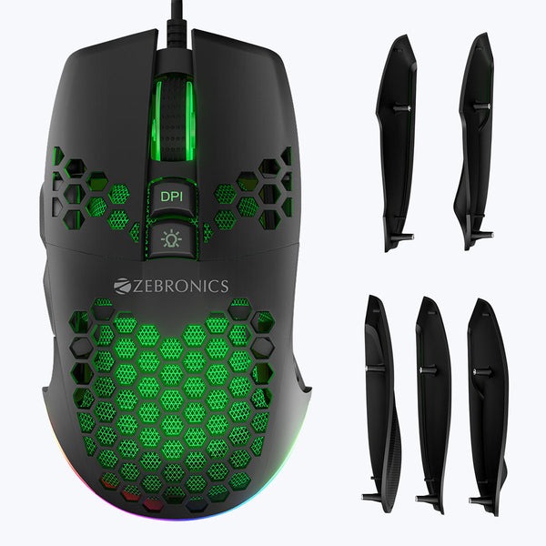 ZEBRONICS Crosshair Premium Gaming RGB USB Mouse with Up to 7200 Dpi, Included Custom Magnetic Side Plates, High Accuracy, Gaming Grade Sensor, Advanced Windows Software, Light Weight Mouse