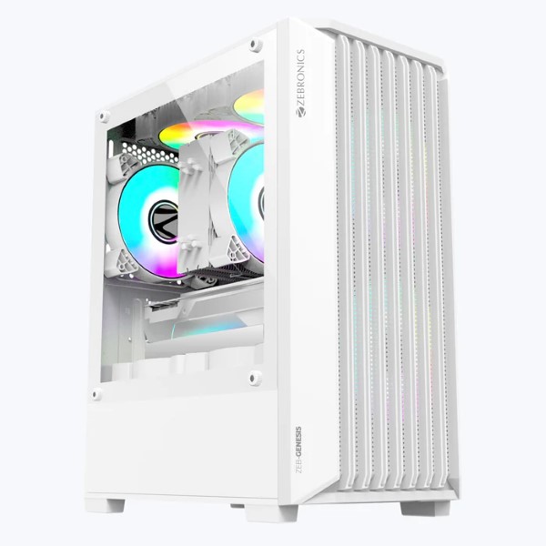 Zebronics Genesis Mid Tower Gaming Cabinet - White