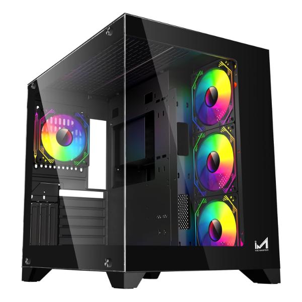 ICEMASTER Dynamite XL PRO Mid-Tower Computer Case/Gaming Cabinet - Black (7 Infinity Argb Fans) | Support EATX,ATX, Micro-ATX, Mini-ITX | Pre-Installed 3 Side Fans, 1 Rear Fan & 3 Bottom Fans (Black)