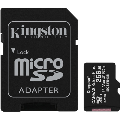 Kingston 256G Canvas Select Plus UHS-I microSDXC Memory Card with SD Adapter