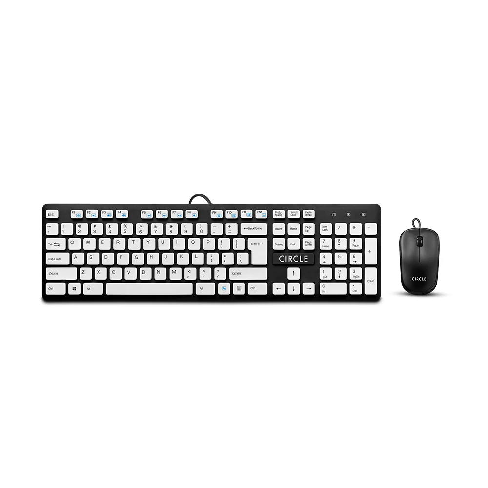 Circle C43 Slim Multimedia Wired Keyboard & Mouse Combo - White