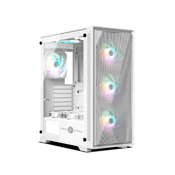 Circle Furious Mesh 240 ARGB Mid-Tower Computer Case Gaming Cabinet - White