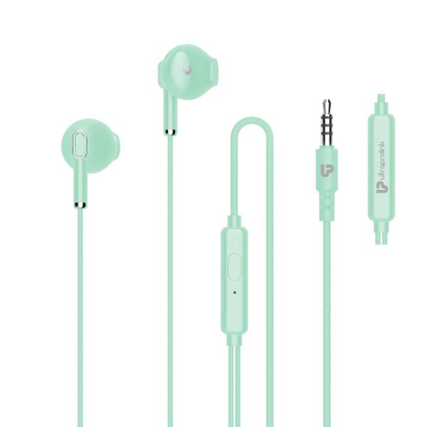 ULTRAPROLINK Pastels UM1130 Noise Isolation Hands free Earphones with Mic 1.2m - Green