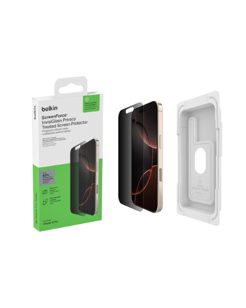 Belkin iPhone 16 Pro Privacy Screen Protector Tempered Glass with Easy Align Tray