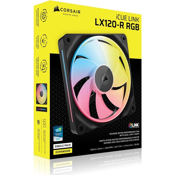 Buy CORSAIR iCUE LINK LX120-R RGB 120mm PWM Reverse Fan (Black) at