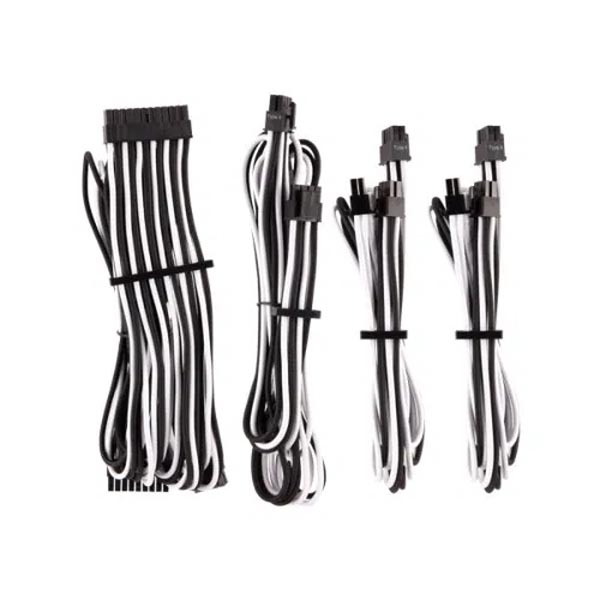 Corsair PSU Premium Sleeved Cables (White-Black)