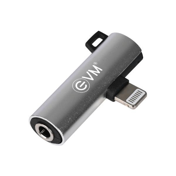 EVM Lightning 2 in 1 Audio Adapter (Lightning to 3.5mm Jack + Lightning port), Silver