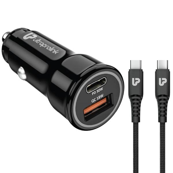 UltraProlink Mach 48 PD/QC3.0/PPS Car Charger (48W) with 1m C2C Cable (UM1157C)