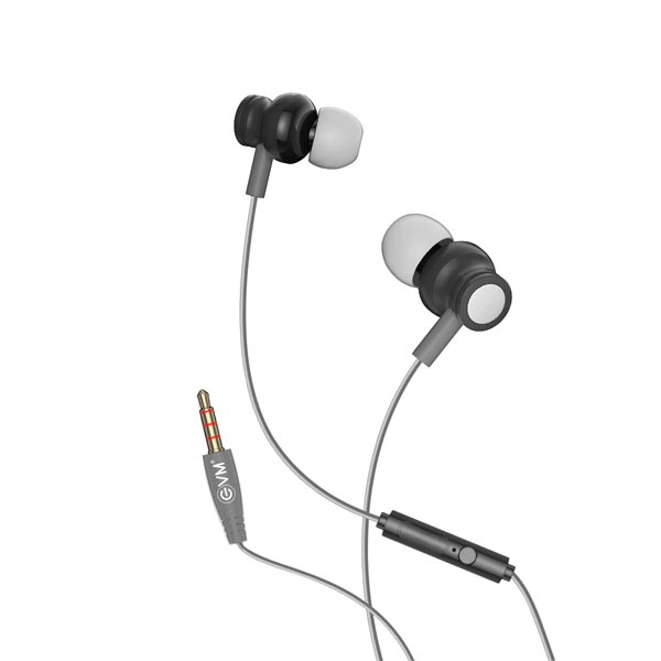 EVM 3.5mm Jack Wired EVM-HF-03 Earphone - Stereo Sound - Built-in Mic with Call & Music Control - Magnetic Lock Design - 1 Year Warranty (Grey)