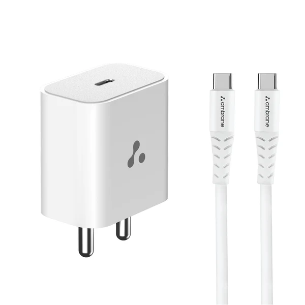 Ambrane UNI-20 Type C Wall Charger - White