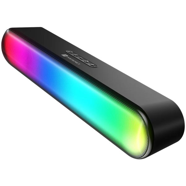 Portronics Decibel 23 16W Wireless Bluetooth Soundbar with LED Lights, Upto 5Hours Playback Sound, Bass Mode, Built in Mic, USB Port, 3.5mm AUX Port, Bluetooth 5.3v, Type C Charging (Black)