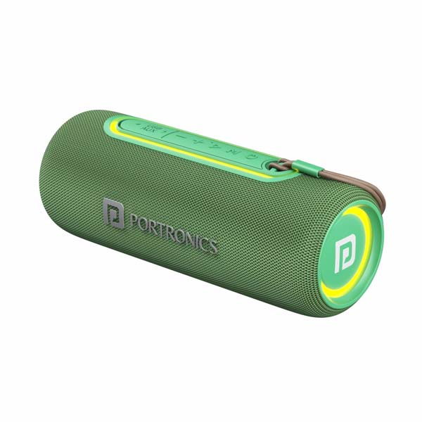 Portronics Resound 2 15W HD Sound Portable Wireless Bluetooth Speaker, in-Built Mic, RGB Lights, TWS Connectivity, Bluetooth v5.3, IPX5 Water Resistant, Type C Charging Port (Green)