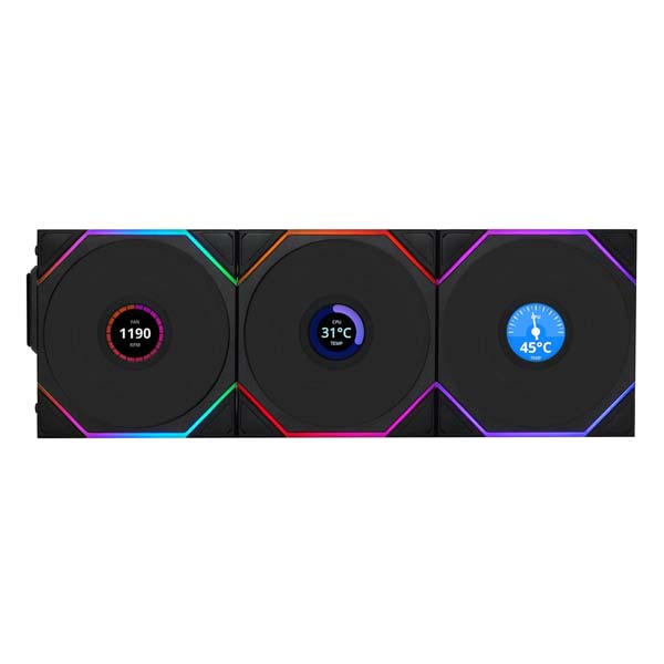 Lian Li UNI Fan TL LCD Wireless 120 Triple Pack Reverse Blade Fan (Black)
