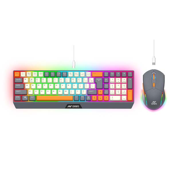 Ant Esports KM590 Pro Wireless Gaming Keyboard and Mouse Combo (Grey-Orange-Beige)