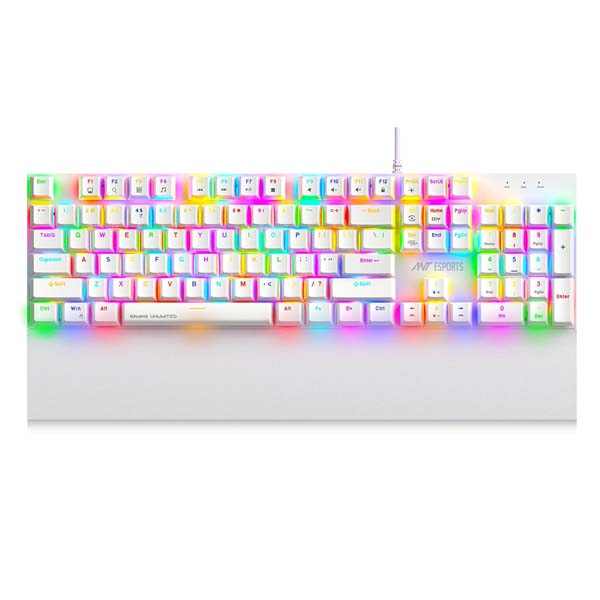 Ant Esports MK4100 RGB Mechanical Wired Gaming Keyboard Hot-Swappable Per-Key RGB Brown Outemu Switches (White)
