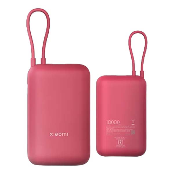 Xiaomi Pocket 10000mAh 22.5W Fast Charging Power Bank with Built-in Cable (Pink)