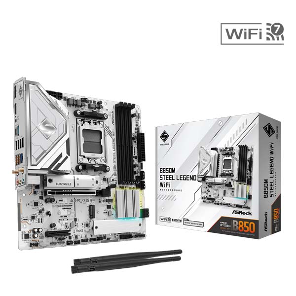 ASRock B850M STEEL LEGEND WIFI AM5 AMD Micro ATX Motherboard