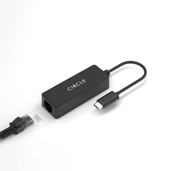 Circle ROOTZ USB Type-C to RJ45 Ethernet LAN Adapter, Up to 10/100/1000 Mbps, for Windows 11/10/8.1/8, macOS, iPadOS, Chrome OS, and Linux OS I Plug & Play