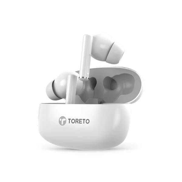 Toreto Air Tune TWS Wireless Earbuds Quad Mic Enc (White)