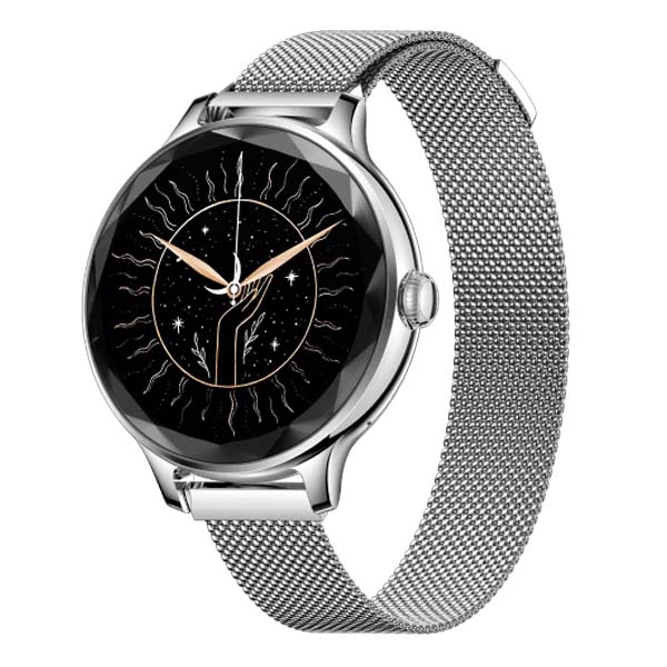 Noise Diva Smartwatch with Diamond Cut dial AMOLED Display Mesh Metal 100+ Watch Faces, Female Cycle Tracker for Women (Silver Link)