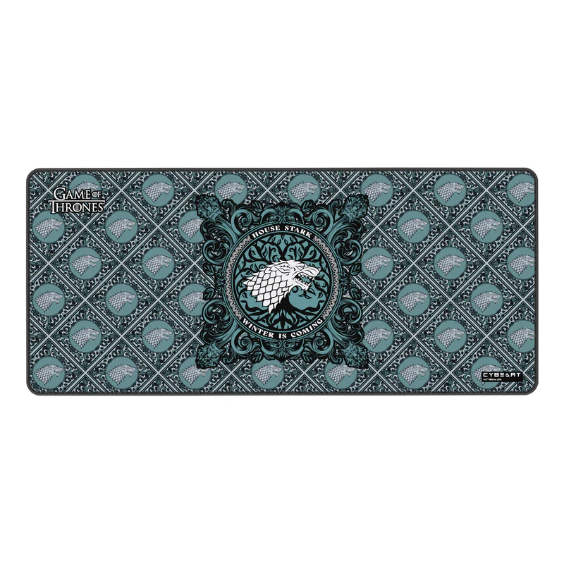 Cybeart | House Stark Gaming Desk Mat (XXL - 900x400x4mm) | Waterproof, Never Slip Base, Stitched Edges, Esports Grade