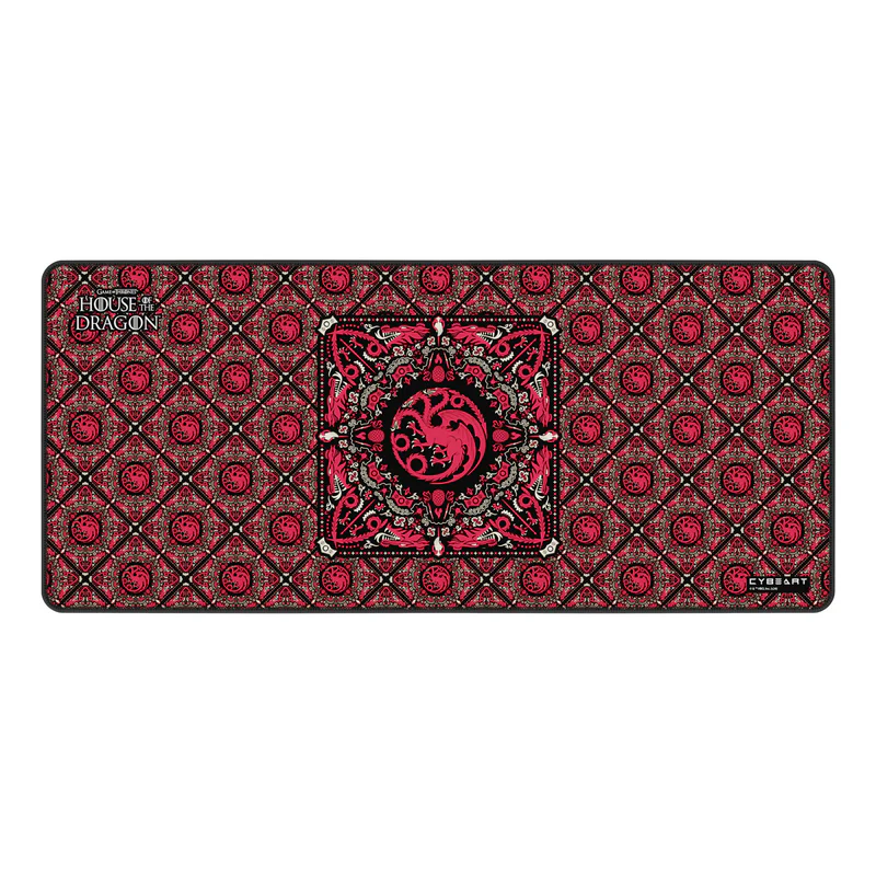 Cybeart | House Targaryen Gaming Desk Mat (XXL - 900x400x4mm) | Waterproof, Never Slip Base, Stitched Edges, Esports Grade