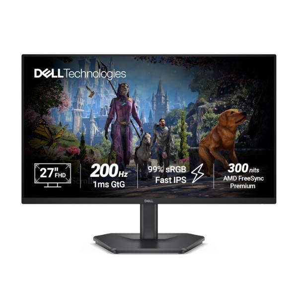 Dell SE2725HG 27" FHD IPS Gaming Monitor, 200Hz Refresh, 3side narrow bezels, 1ms GtG, AMD FreeSync Premium, HDR 10, 300nits, 1000:1 Contrast, 99% Srgb, Tilt, 2*HDMI 2.1 TDMS(supports HDMI VRR),DP 1.4