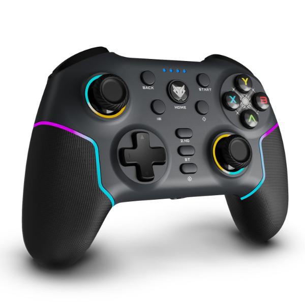 Amkette EvoFox Elite X2 Pro Gaming Controller for PC, Tri-Mode 2.4G/BT/Wired Gamepad, HallSense Magnetic Triggers&Joysticks, 1000Hz Polling, RGB, Replaceable JoySticks,Turbo Mode, 16h Battery(Black)