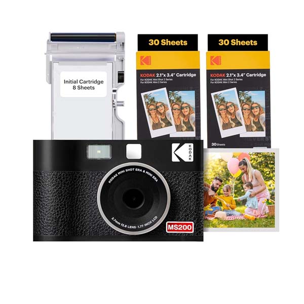 KODAK Mini Shot 2 ERA 4PASS 2-in-1 Instant Camera and Photo Printer (2.1x3.4) (Yellow, Camera + 68 Sheets)