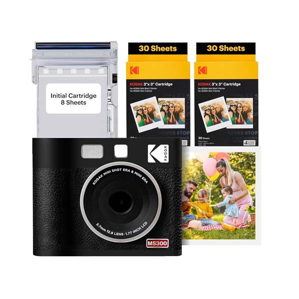Kodak Mini Shot 3 ERA 2-in-1 Instant Camera and Photo Printer (3x3) (Camera + 68 Sheets) Black