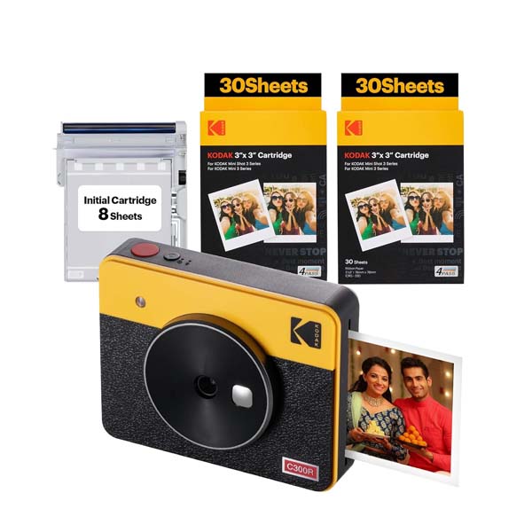 Kodak Mini Shot 3 Retro 2in1 + 68 Sheets Bundle (Yellow)
